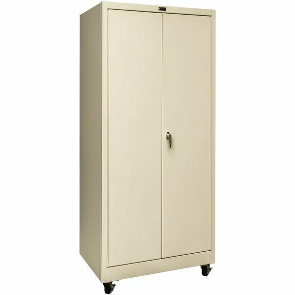 Hallowell 36'' x 24'' x 72'' Tan Mobile Storage Cabinet with Solid Doors - Unassembled 415S24M-PT 434415S24MPT